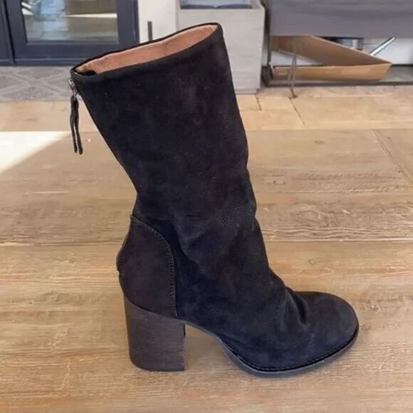 Free People Ellie Block Heel Boot Black Suede US 7 - Picture 8 of 14
